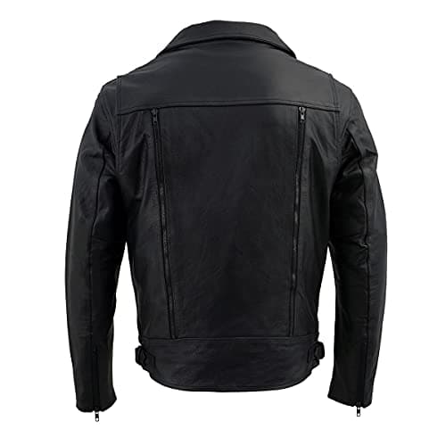 Men's Black Leather Motorcycle Jacket with Multi-Utility Pockets by Milwaukee Leather