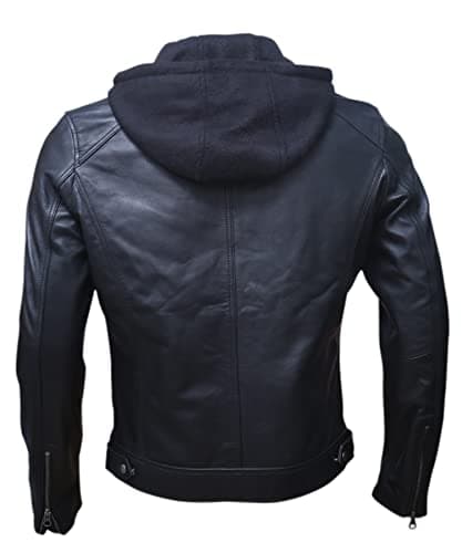 Artistry Leather Mens Genuine Lambskin Motorcycle Jacket Black Brown with Hood