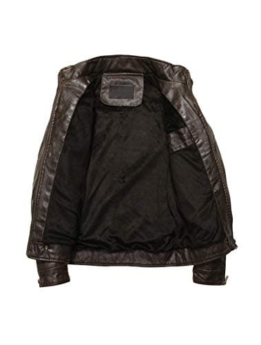 PASOK Men's Vintage Faux Leather Motorcycle Jacket