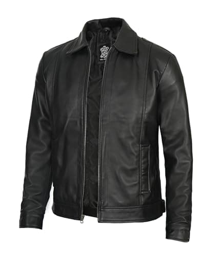 Decrum Mens Real Lambskin Classic Vintage Leather Jacket