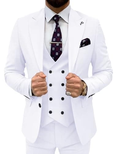 TIJOFA Men's Classic Double Breasted Suit for Wedding & Formal Events