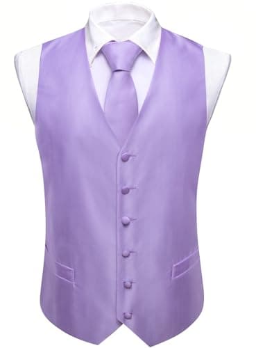 Barry.Wang Men's Paisley Silk Suit Vest Set with Ties 5PCS Formal/Leisure