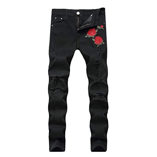 Leward Men's Skinny Slim Fit Ripped Jeans
