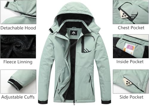 Women's Waterproof Snow Ski Jacket for Winter Hiking
