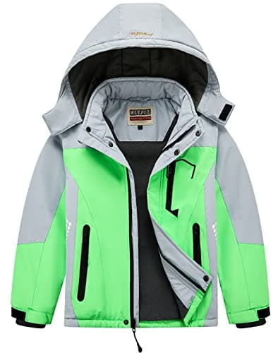 WULFUL Boys' Waterproof Winter Ski Coat with Hood