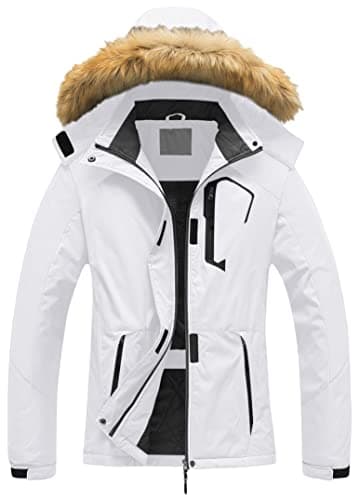 Women's Waterproof Ski Jacket Winter Snow Coats Fur Hooded Raincoat Parka