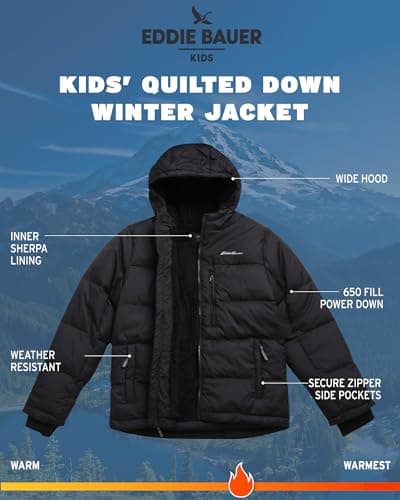 Eddie Bauer Boys' Heavyweight Quilted Down Winter Jacket - XS-XL