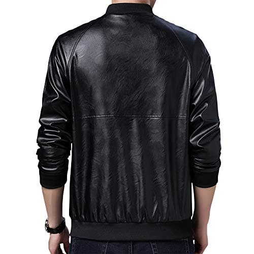 Womleys Mens Casual Slim Fit Faux Leather Bomber Jacket