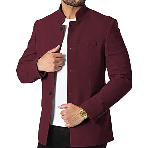 THWEI Mens Casual Suit Blazer Jackets with Stand Collar Sport Coats