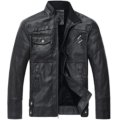 WULFUL Men's Vintage Leather Motorcycle Jacket