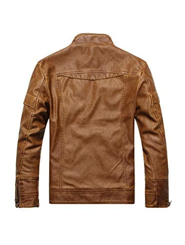 Vintage Stand Collar Men's Faux Leather Jacket for Motorcycle Riders