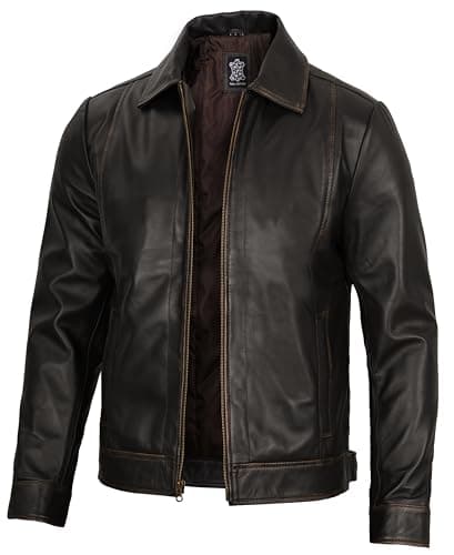Decrum Mens Real Lambskin Classic Vintage Leather Jacket