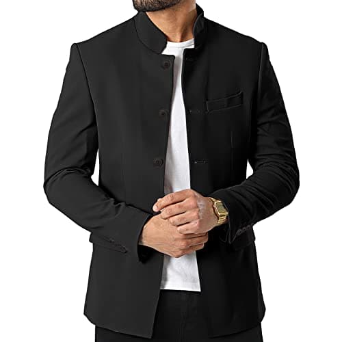 THWEI Mens Casual Suit Blazer Jackets with Stand Collar Sport Coats