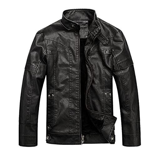 WULFUL Men's Vintage Leather Motorcycle Jacket