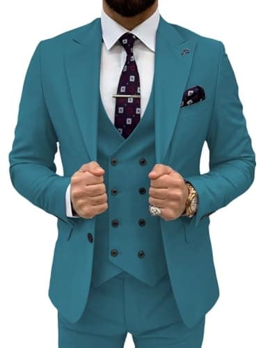 TIJOFA Men's Classic Double Breasted Suit for Wedding & Formal Events