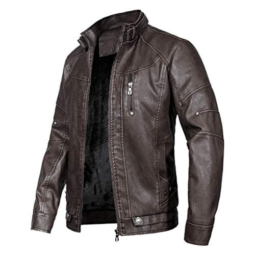WULFUL Men's Vintage Leather Motorcycle Jacket