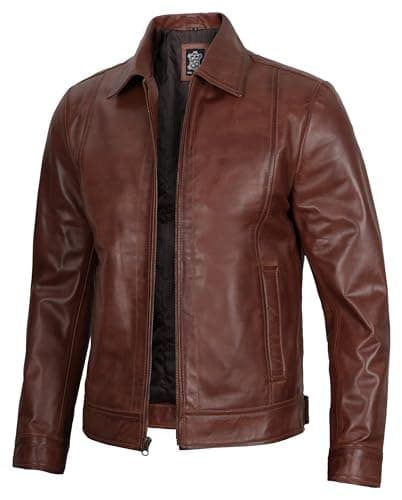 Decrum Mens Real Lambskin Classic Vintage Leather Jacket