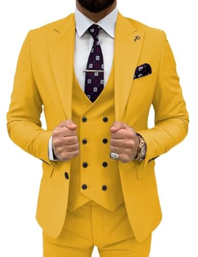 TIJOFA Men's Classic Double Breasted Suit for Wedding & Formal Events