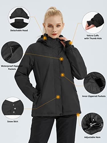 Women's Waterproof Ski Jacket with Fleece Lining