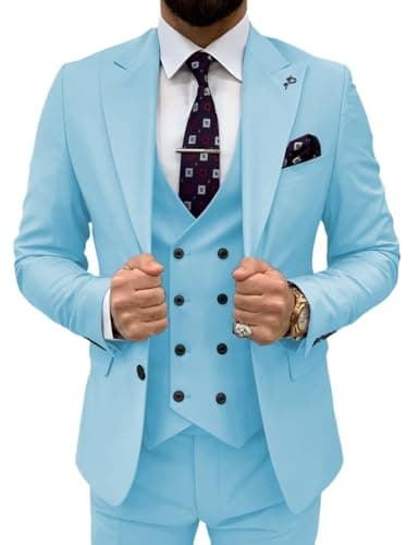 TIJOFA Men's Classic Double Breasted Suit for Wedding & Formal Events
