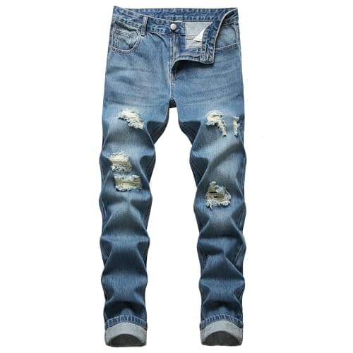 RANMCC Men's Slim Fit Ripped Jeans