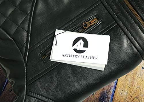 Artistry Leather Mens Genuine Black Biker Jacket | Vintage Brown Distressed