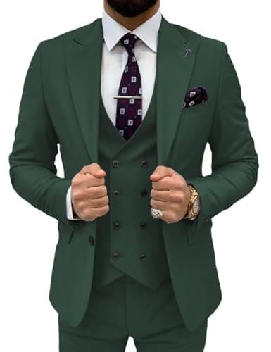 TIJOFA Men's Classic Double Breasted Suit for Wedding & Formal Events