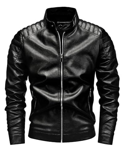 Fairylinks Black Slim Fit Motorcyclist Leather Jacket