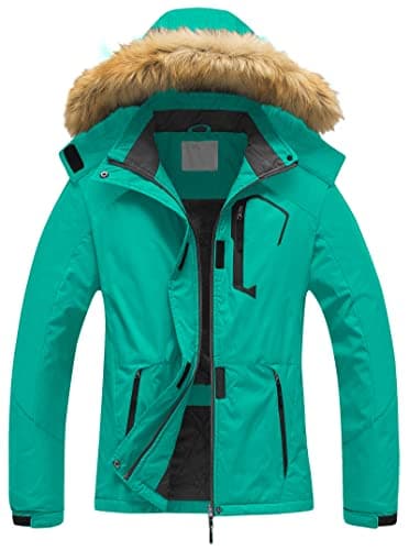 Women's Waterproof Ski Jacket Winter Snow Coats Fur Hooded Raincoat Parka