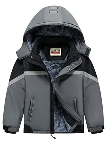 WULFUL Boys' Waterproof Winter Ski Coat with Hood