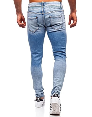 HUNGSON Mens Ripped Skinny Jeans