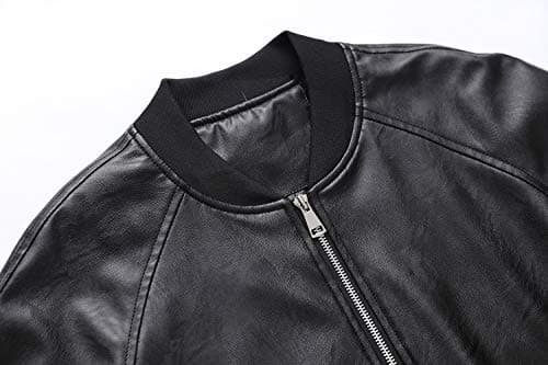 Womleys Mens Casual Slim Fit Faux Leather Bomber Jacket
