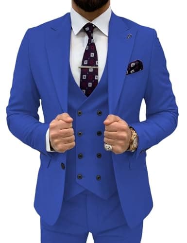 TIJOFA Men's Classic Double Breasted Suit for Wedding & Formal Events