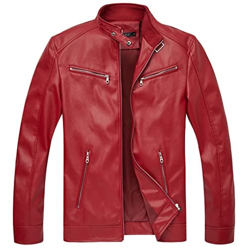 Men's Faux Leather Stand Collar Motorcycle Jacket