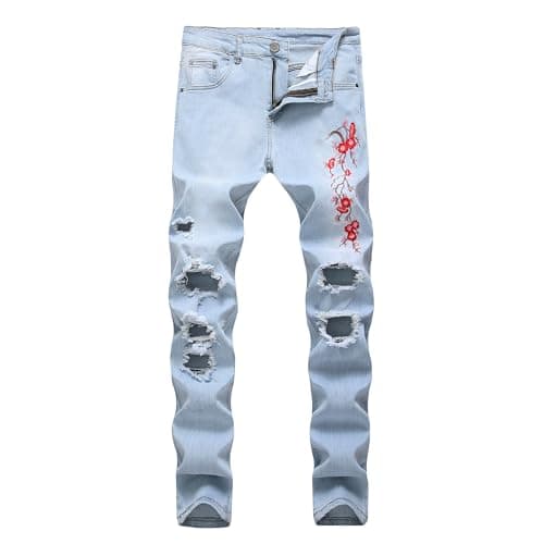RANMCC Men's Slim Fit Ripped Jeans