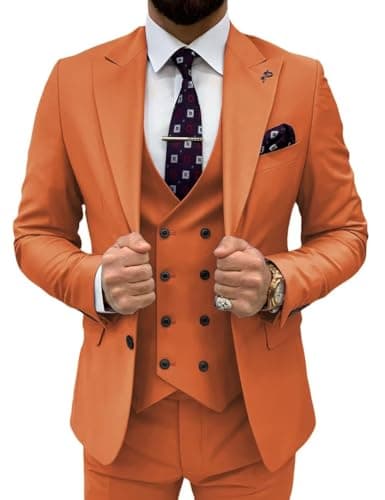 TIJOFA Men's Classic Double Breasted Suit for Wedding & Formal Events