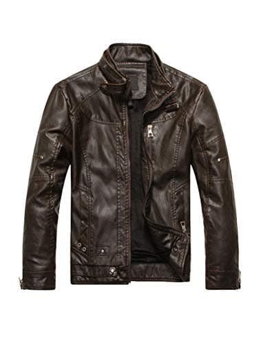 PASOK Men's Vintage Faux Leather Motorcycle Jacket