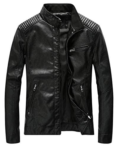 Fairylinks Black Slim Fit Motorcyclist Leather Jacket