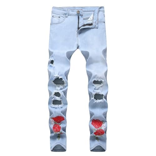 RANMCC Men's Slim Fit Ripped Jeans