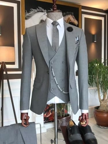 TIJOFA Men's Classic Double Breasted Suit for Wedding & Formal Events