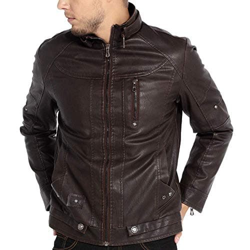 WULFUL Men's Vintage Leather Motorcycle Jacket