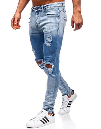 HUNGSON Mens Ripped Skinny Jeans