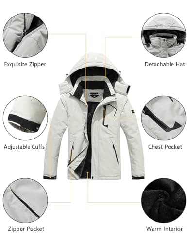 Men's Waterproof Ski Jacket - Warm Snow Coat for Hiking and Snowboarding