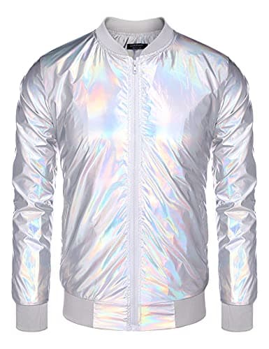 COOFANDY Men's Metallic Varsity Jacket