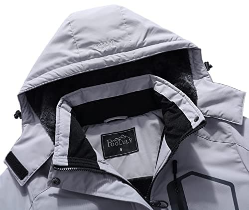 Pooluly Women's Ski Jacket Winter Waterproof Windbreaker Hooded Raincoat Snowboarding Jackets