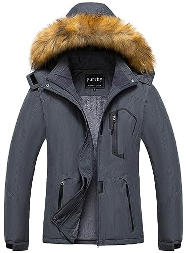 Women's Waterproof Ski Jacket Winter Snow Coats Fur Hooded Raincoat Parka
