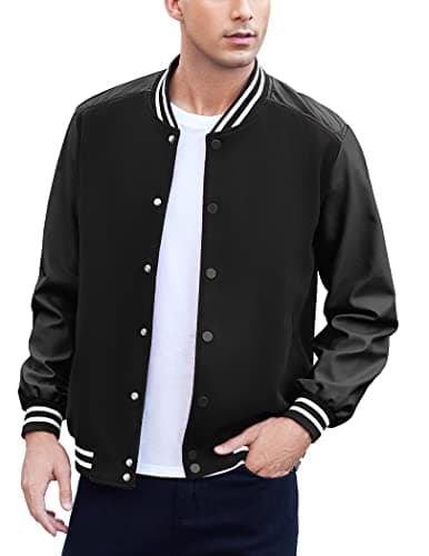 COOFANDY Mens Varsity Leather Sleeve Baseball Jacket Coat