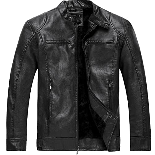 WULFUL Men's Vintage Leather Motorcycle Jacket