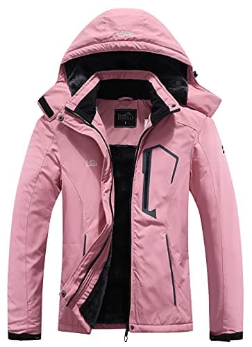 Pooluly Women's Ski Jacket Winter Waterproof Windbreaker Hooded Raincoat Snowboarding Jackets