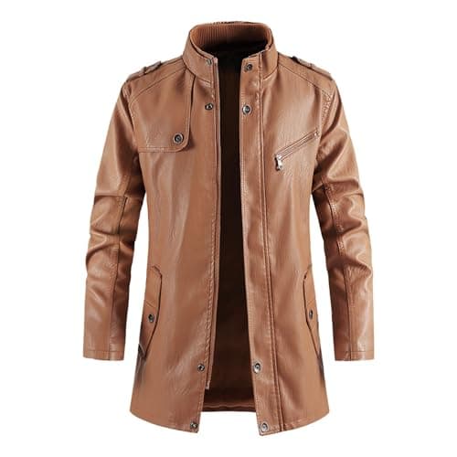Men's Steampunk Motorcycle Faux Leather Mid-Length Jacket
